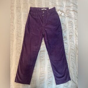 Purple Pacsun High Rise Straight Leg Raw Hem Corduroy Size 26